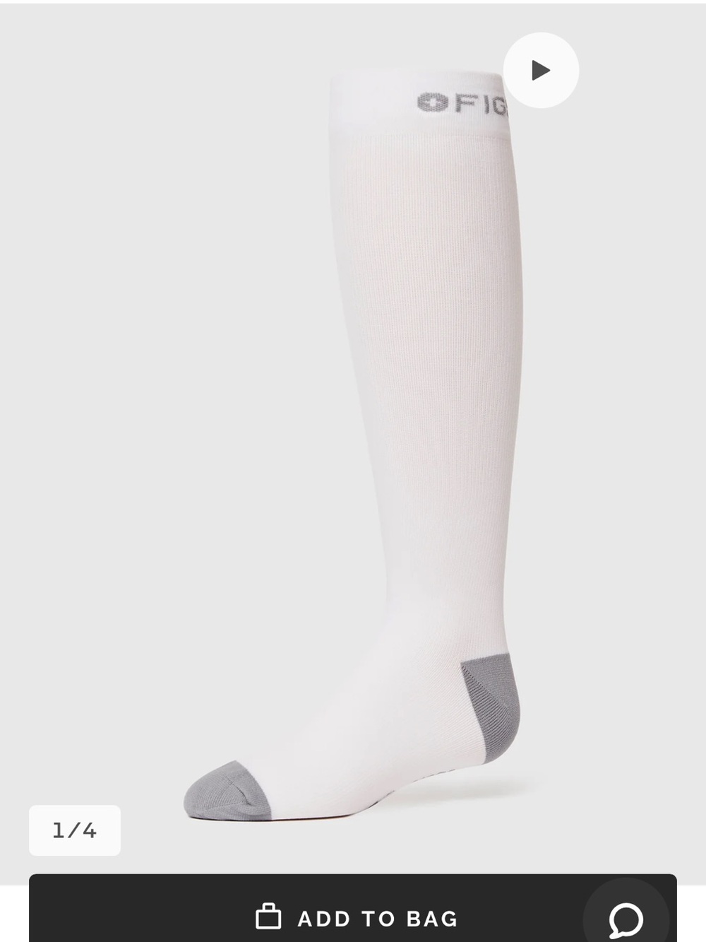 FIGS White Knee-High Compression Socks (2 pairs white and grey) size medium